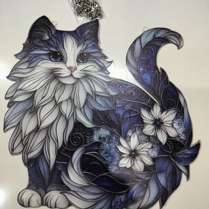 Blue and White Cat Wall Decor
